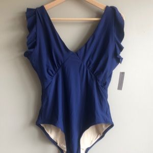 Anthropologie navy blue swimsuit